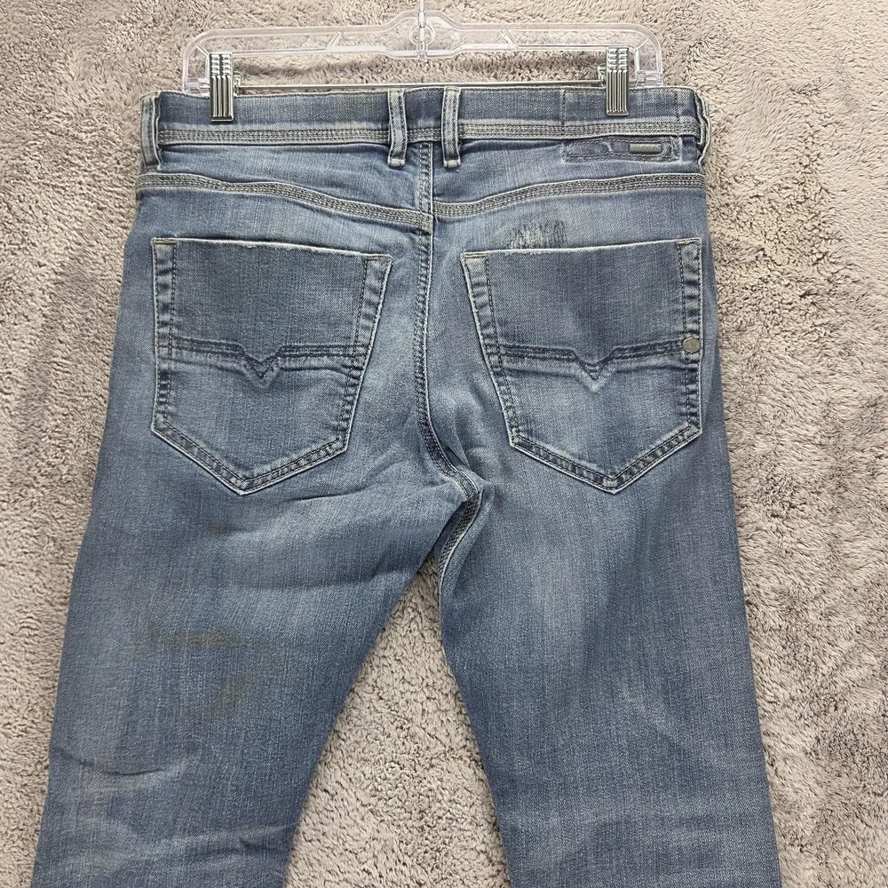 Diesel Jeans Mens 31x32 Blue Tepphar Slim Carrot Button Fly Distressed 0860K